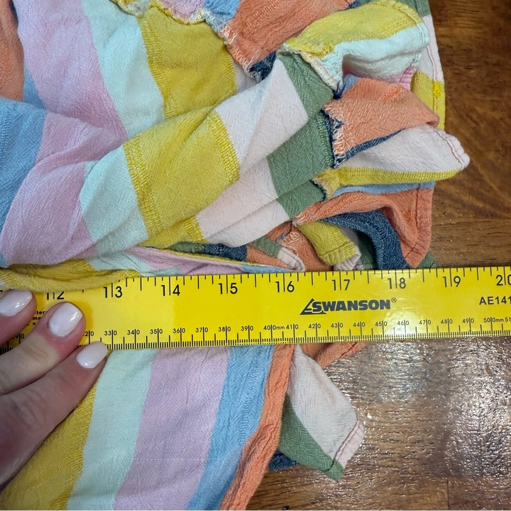 Angie Striped Multicolor Off-Shoulder Crop Top size medium ruffle - Picture 3 of 8